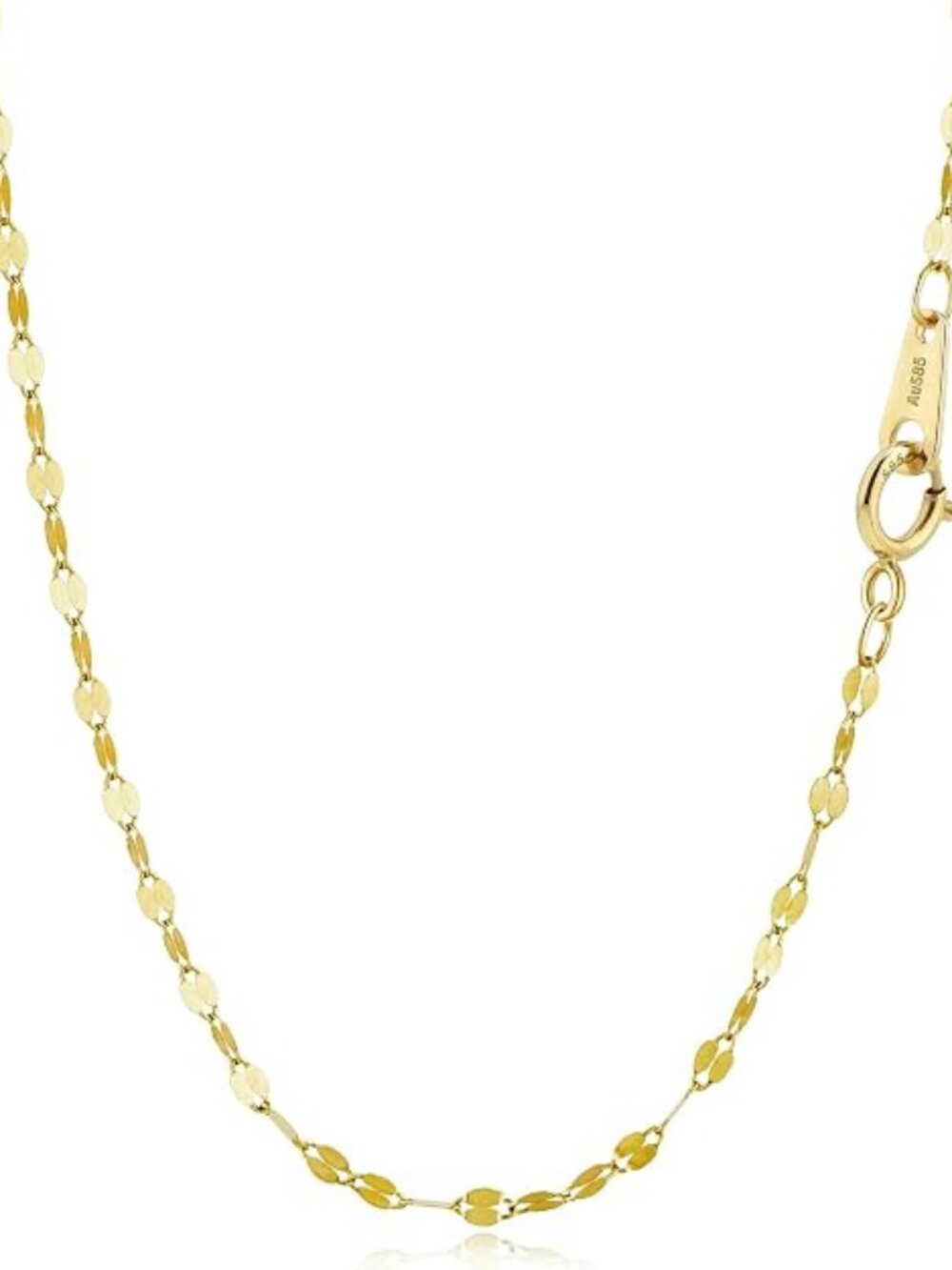14kt solid gold mirror  chain necklace 2mm yellow gold 13"